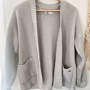 hollister gray-blue cable knit cardigan